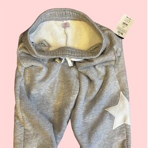 NWT Sherpa fleece lined sweatpants with star patch